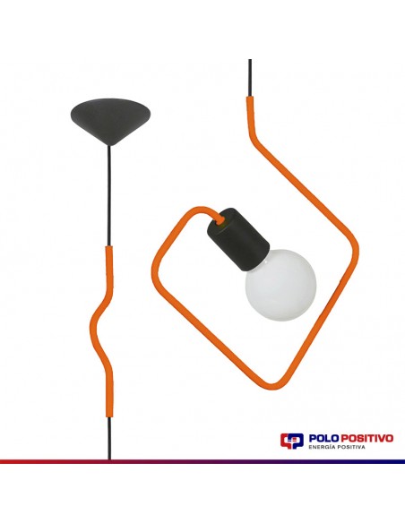 COLGANTE DOBLADO CUADRADO NARANJA E27