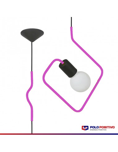 COLGANTE DOBLADO CUADRADO ROSA E27