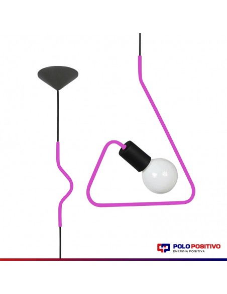 COLGANTE DOBLADO TRIANGULO ROSA E27