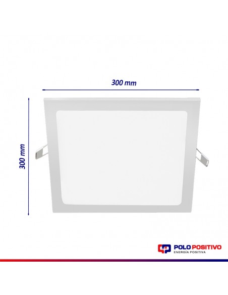 PANEL DE EMBUTIR LED CUADRADO BLANCO 24W CALIDO 3000K 30X30C