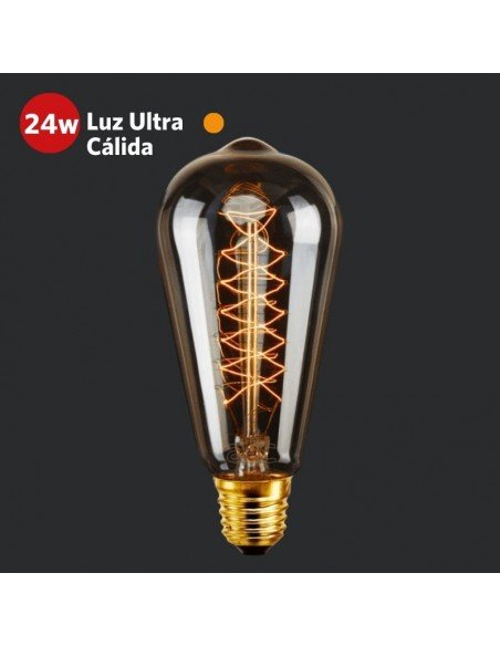 LAMPARA ANTIQUE FILAMENTO ST64 24/20W INCAND LUZ CALIDA
